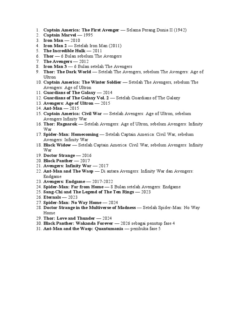 Marvel Movies | PDF