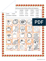 Fruits and Vegetables Matching PDF