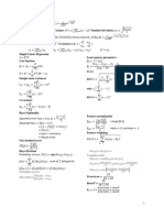 Formula Sheet - CSE - 381 PDF