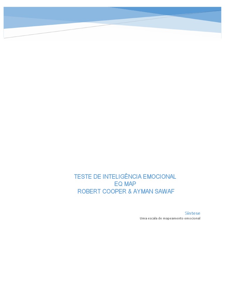 Teste de Inteligência Emocional Eq Map Robert Cooper & Ayman Sawaf