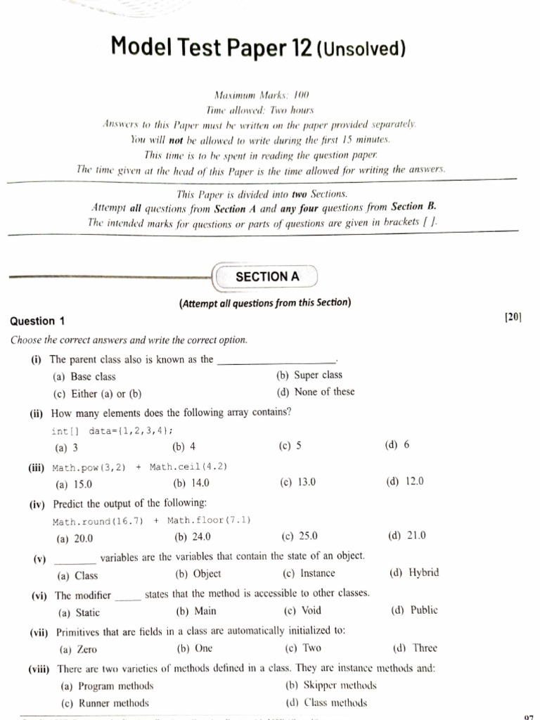 Computer Paper 3 PDF Class Programming) Method