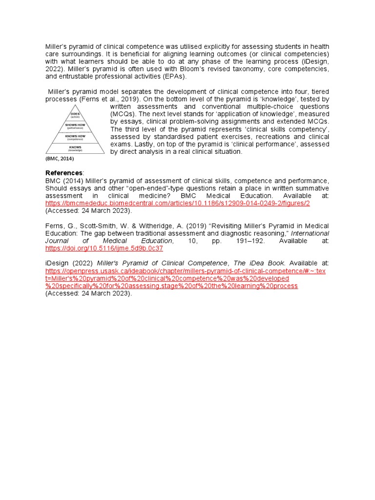 Miller's Pyramid in Clinical Education | PDF