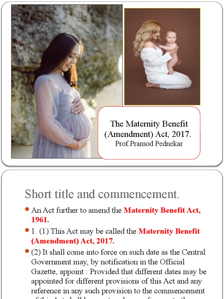 Maternity Benefit Act 1961 PDF Human Reproduction Human Development