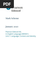 Mark Scheme: Pearson Edexcel IAL in English Language (WEN01) Unit 1: Language: Context and Identity