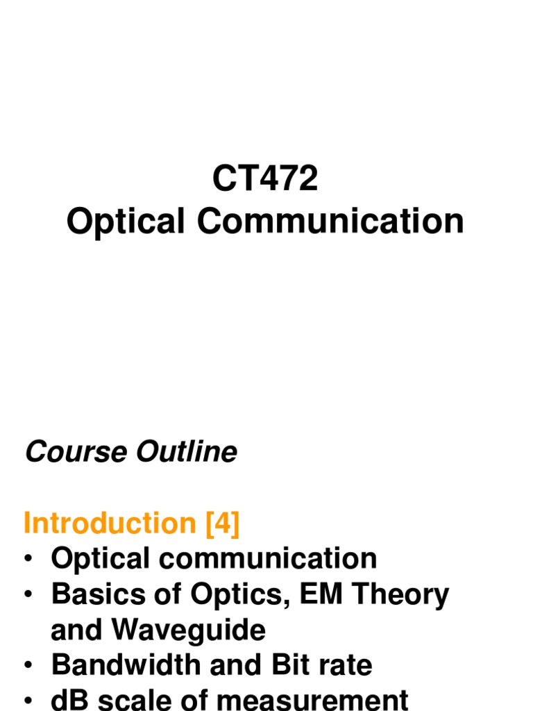 Optical Communication Course Overview | PDF | Optical Fiber ...