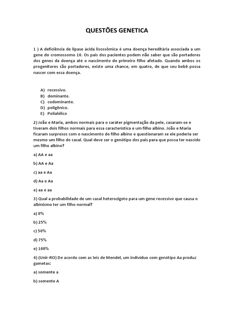 Questões Genetica | PDF