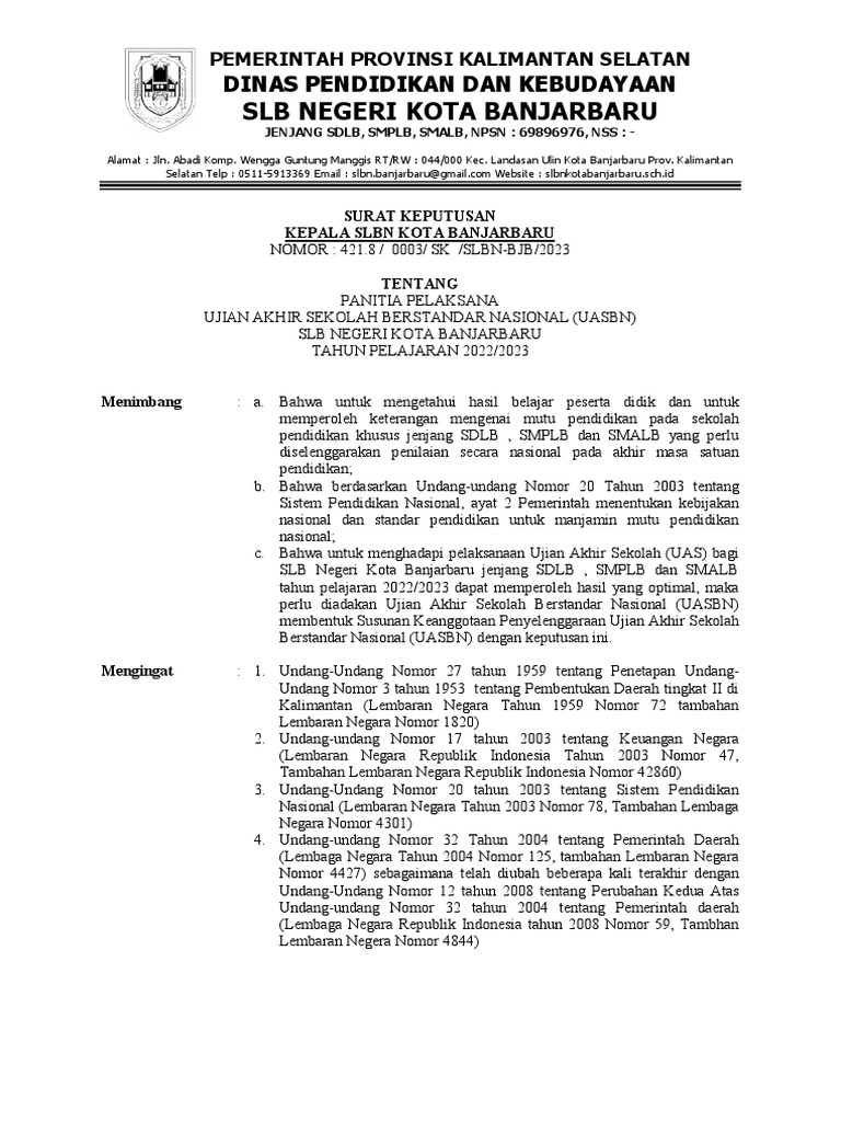 SK Panitia Ujian | PDF