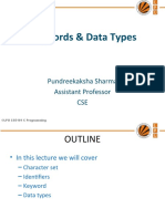 CSE101 Keywords and Data Types