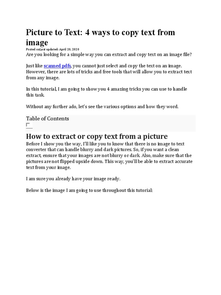 Extract Text from Images: 4 Methods | PDF | Screenshot | Microsoft