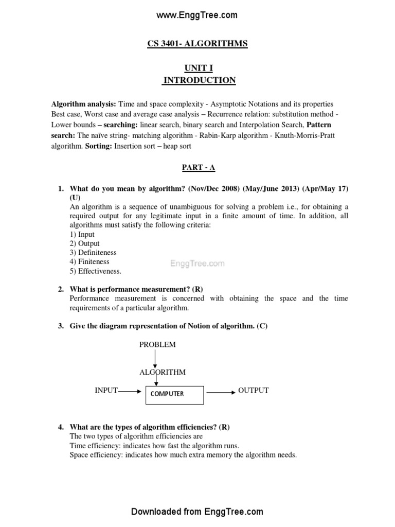 CS3401 Algorithms | PDF | Vertex (Graph Theory) | Recurrence Relation