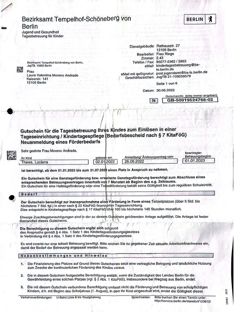 Gutschein Kita PDF PDF