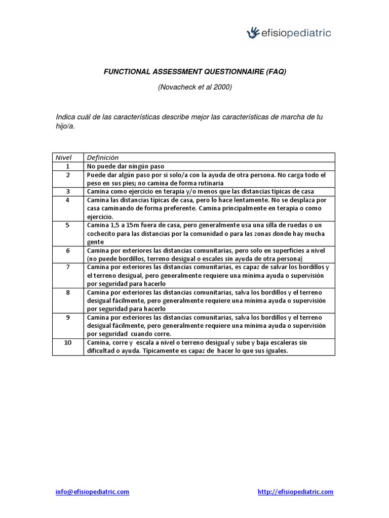 Functional Assessment Questionnaire Faq PDF | PDF