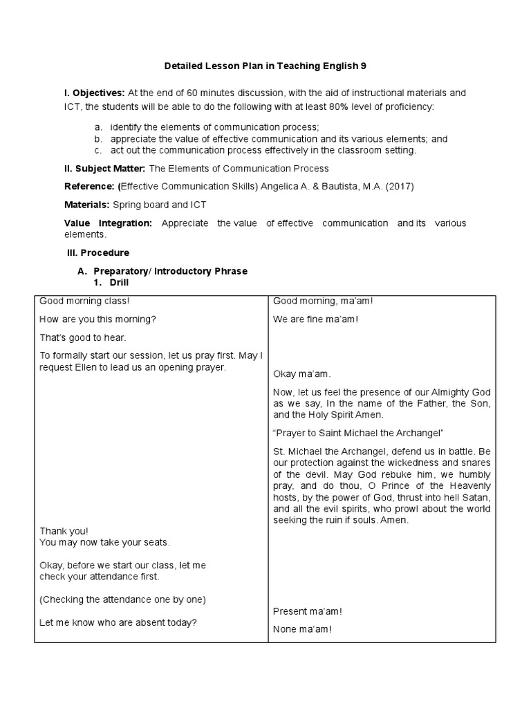 Communication Process Lesson Plan | PDF | Communication | Code