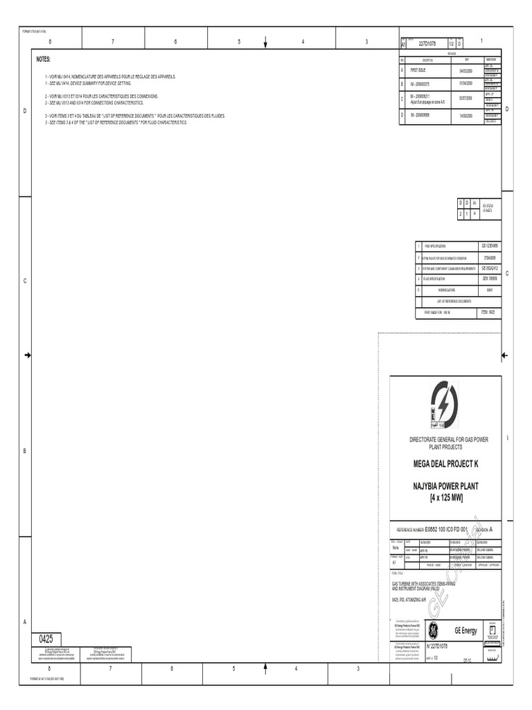 P&ID Specification Drawing for a Format Utile(841 X 594) with Notes on