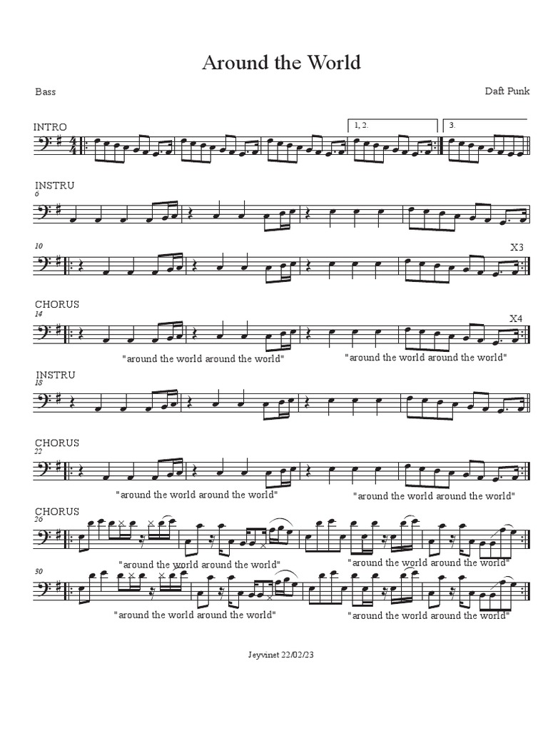 Daft Punk Around The World Bass Tab PDF PDF Échecs Chansons