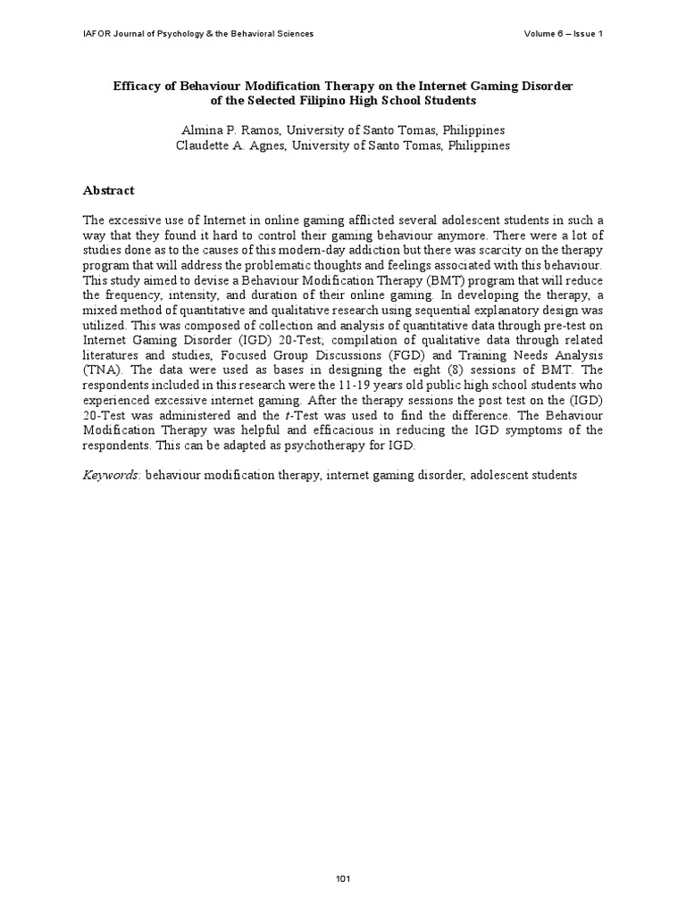 Behavior Modification Therapy for IGD in Teens | PDF | Cognitive ...