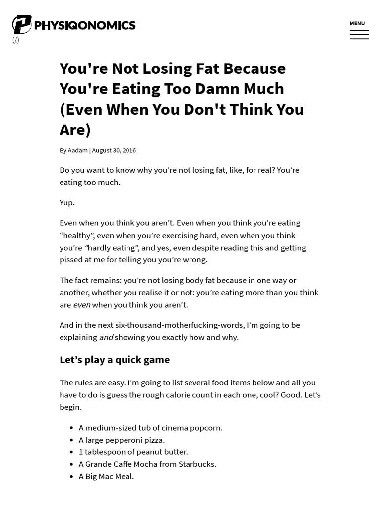 You - Re Not Losing Fat Because You - Re Eating Too Damn Much (Even ...