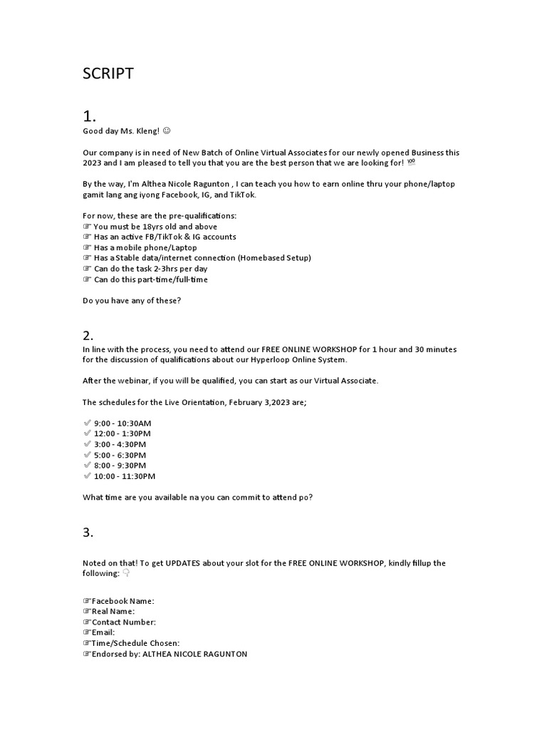 Virtual Associate Workshop Invitation | PDF