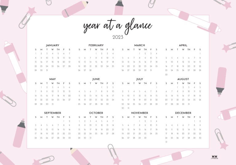 Medium Printable Yearly Calendar Planner Page 2 | PDF