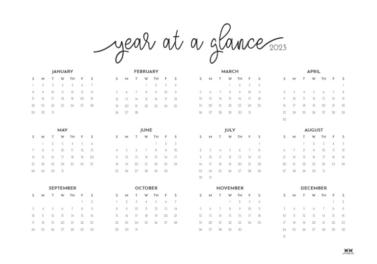 Medium Printable Yearly Calendar Planner Page 1 | PDF
