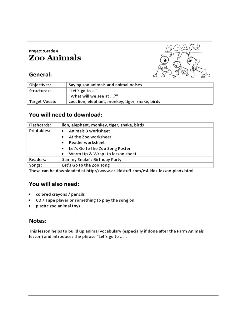 Zoo Animals Lesson Plan[1] PDF Zoo Worksheet