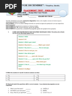 Examen Diagnóstico de Inglés 2 Secundaria | PDF | Foreign Language Studies