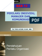 Pengantar Manajemen BAB 12 - PERILAKU INDIVIDU, MANAJER DAN KOMUNIKASI