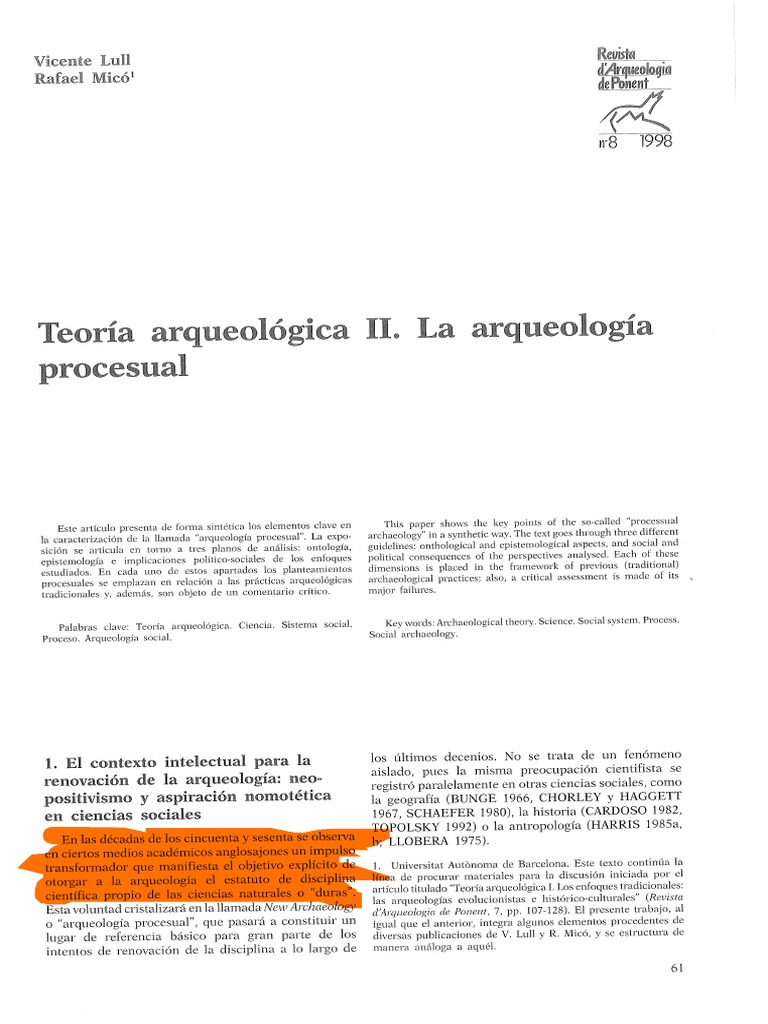 Teoria Arqueologica Ii La Arqueologia Pr Pdf Pdf