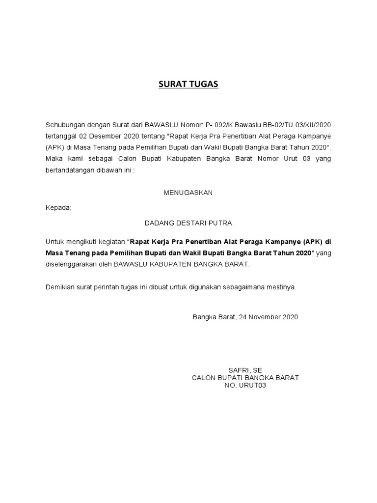 Surat Tugas Raker | PDF
