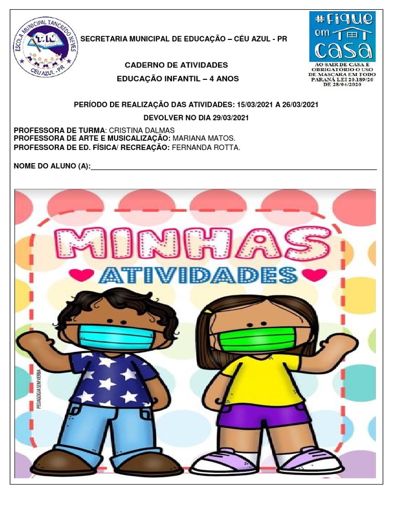 Caderno de Atividades Educação Infantil - 4 Anos | Download grátis PDF ...