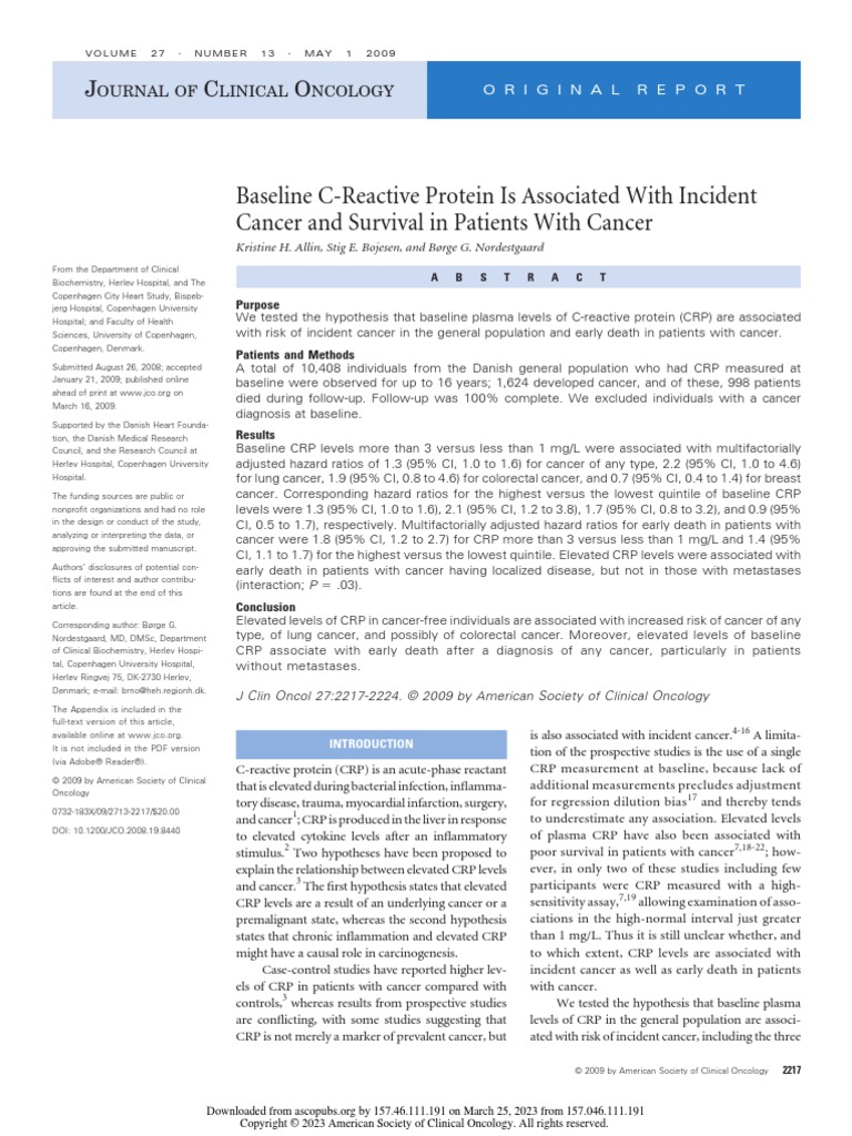CRP 2 PDF PDF C Reactive Protein Cancer