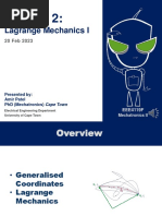 Lagrange Mechanics I: Presented By: Amir Patel PHD (Mechatronics) Cape Town