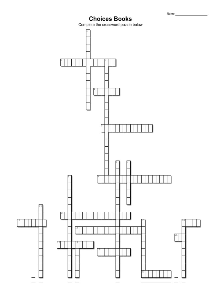 Choices Crossword PDF