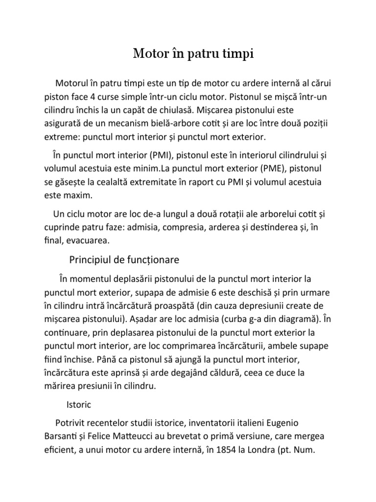 Motor În Patru Timpi | PDF