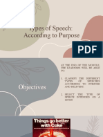 Module 9 TYPES OF SPEECH ACCORDING TO PURPOSE