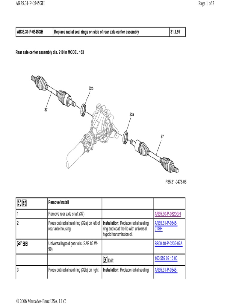 R&I Rear Axle Shaft Seal PDF Axle Mechanical Engineering