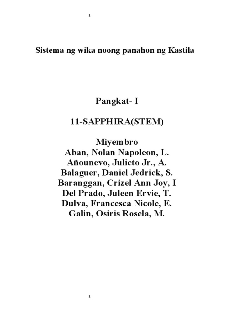 Sistema NG Wika Noong Panahon NG Kastila | PDF