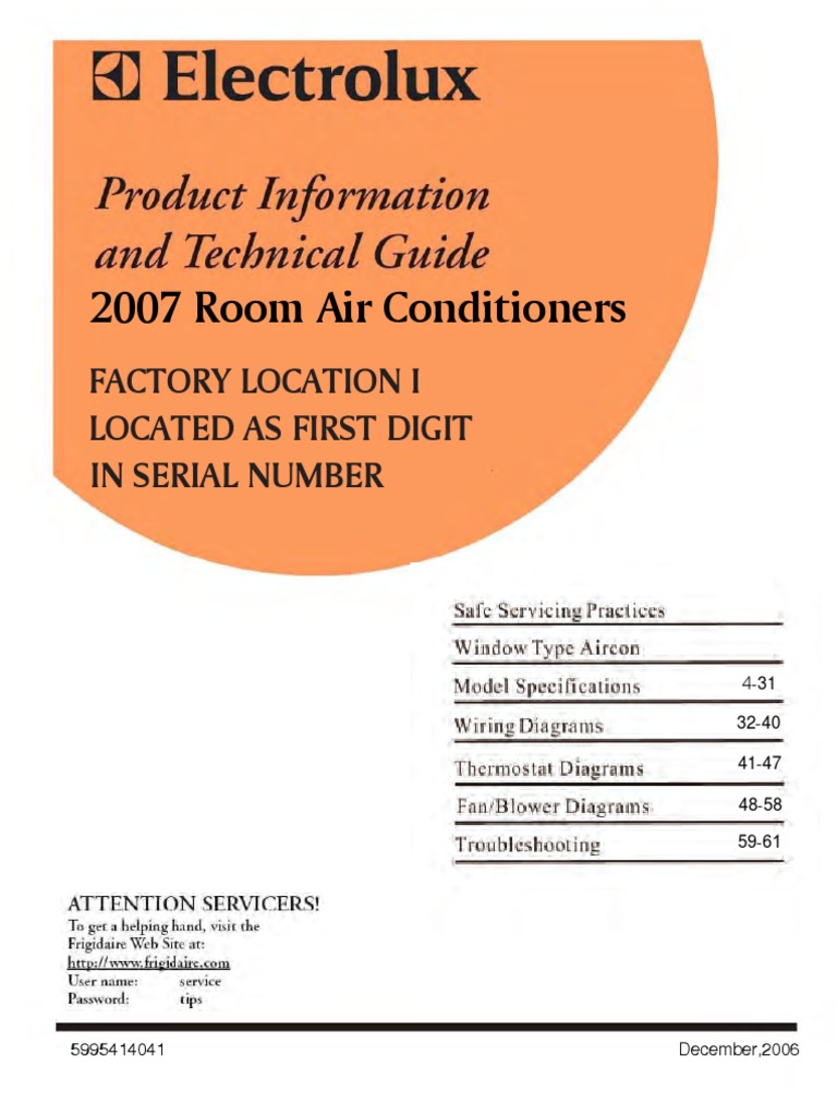 5995414041_frigidaire_2007_room_air_conditioner_service_manual_factory