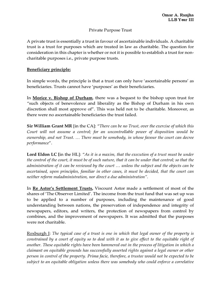 Understanding Private Purpose Trusts | PDF | Trust Law | Civil Law ...