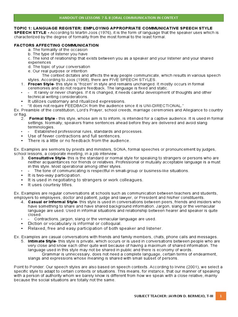 Handout L78 PDF Nonverbal Communication Communication
