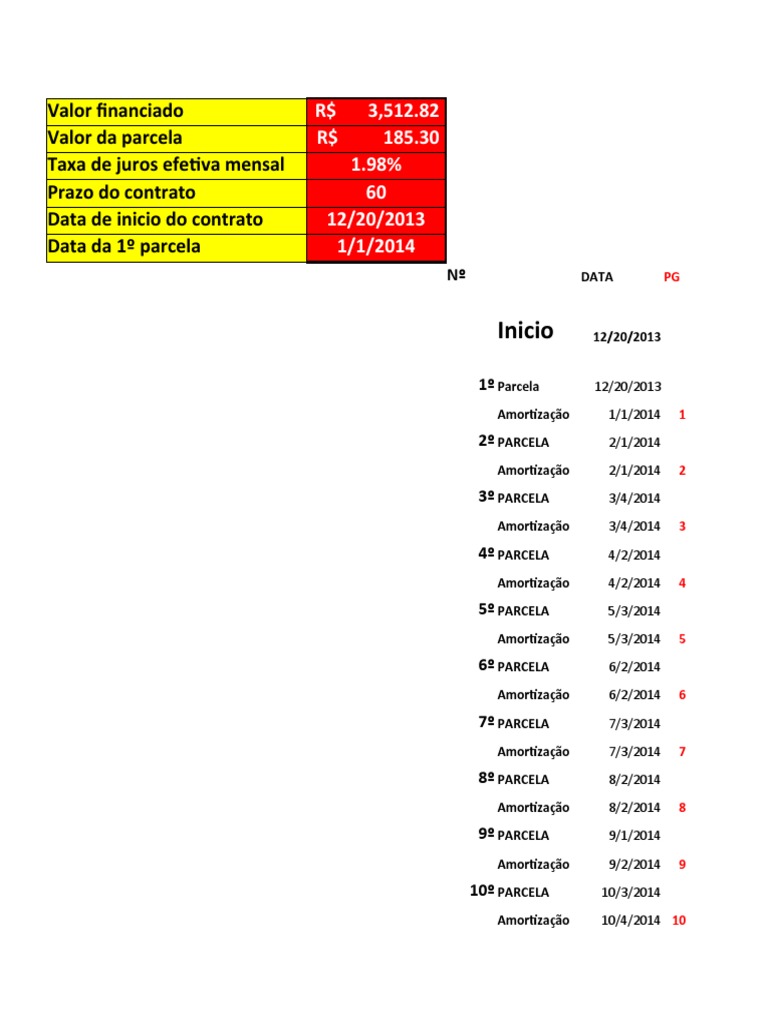 Calculo para Saldo Devedor PDF Balancete Economia financeira