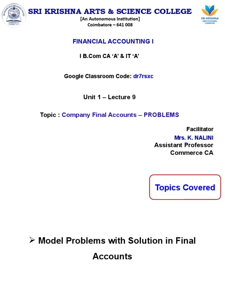 LH 9 - Final Accounts Problems | PDF | Expense | Debits And Credits
