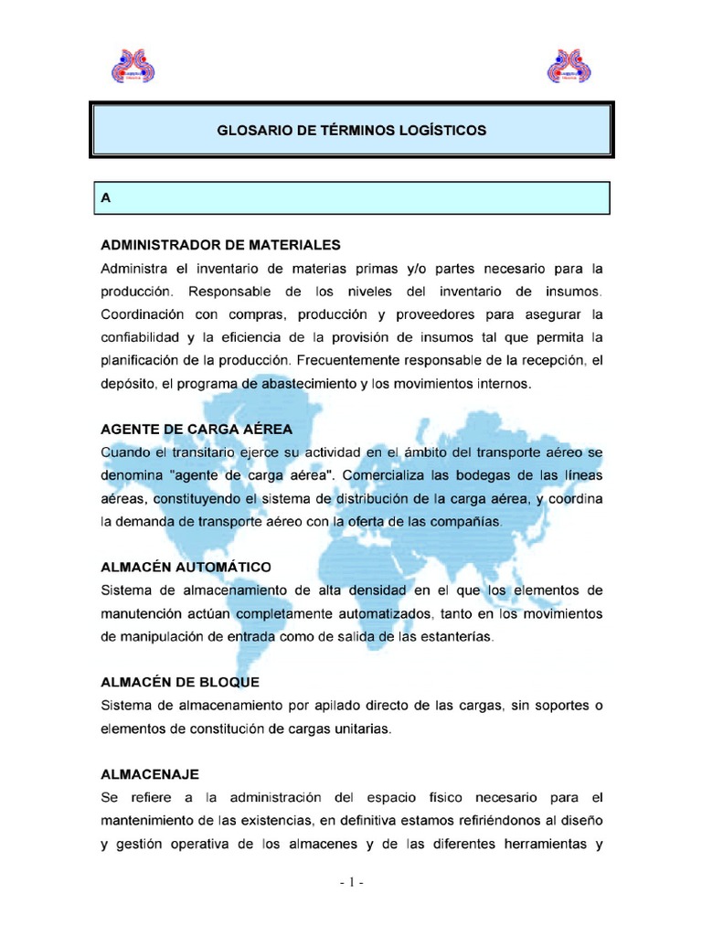 GLOSARIO DE TERMINOS LOGISTICOS.pdf | PDF
