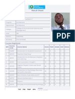 Matriculation Result Sheet for Architecture Student