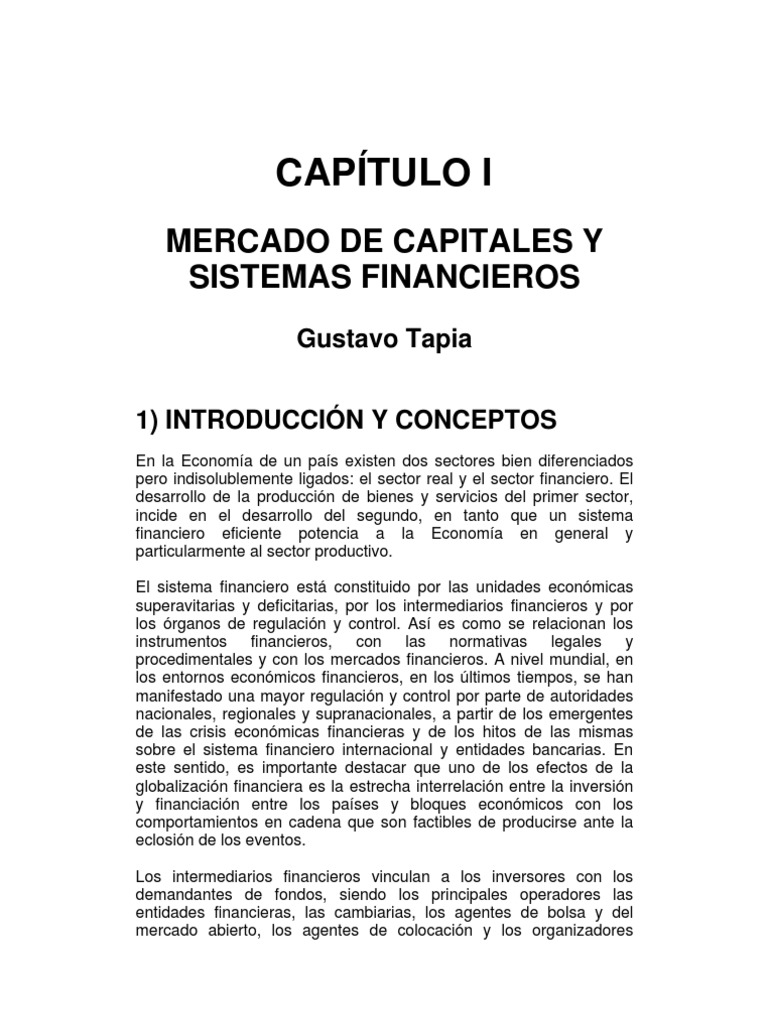 UT 1 Mercado Capitales y Sistemas Financieros | PDF | Bancos | Sistema ...
