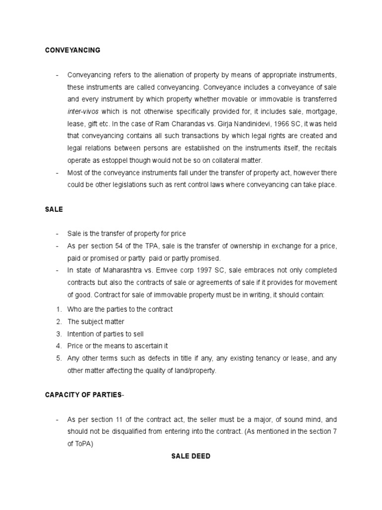 CONVEYANCING SALE DEED LEASE | PDF | Lease | Conveyancing
