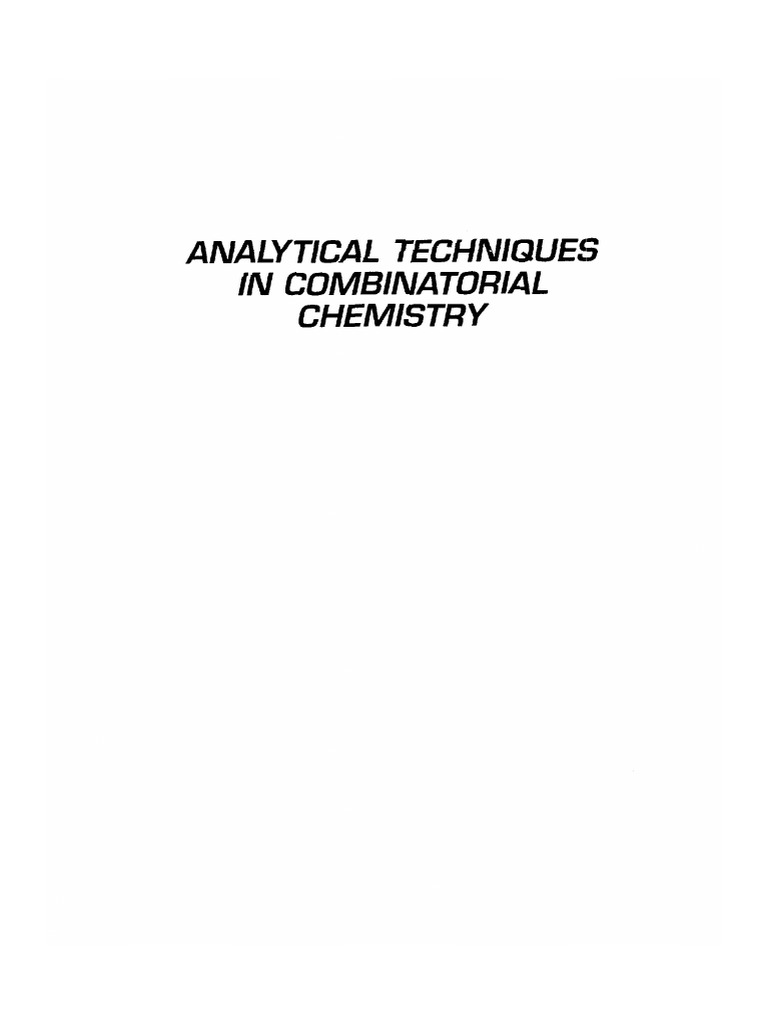 Analytical techniques in combinatorial chemistry pdf organic