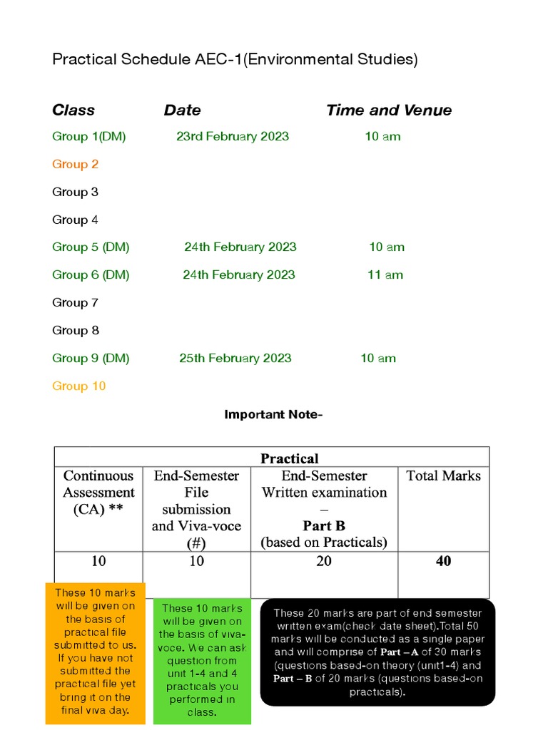 Practical Schedule and Guidelines | PDF
