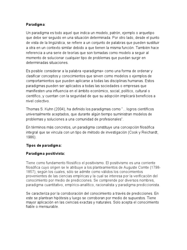 Tipos de Paradigmas en Investigación | PDF | Paradigma | Materialismo