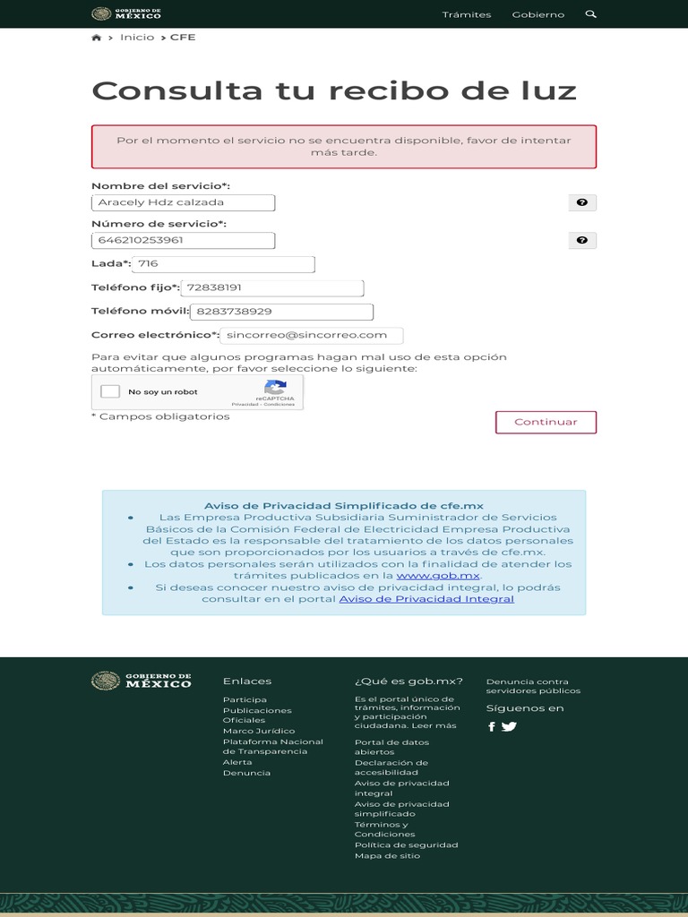 Consulta Tu Recibo de Luz PDF | Descargar gratis PDF | Red mundial